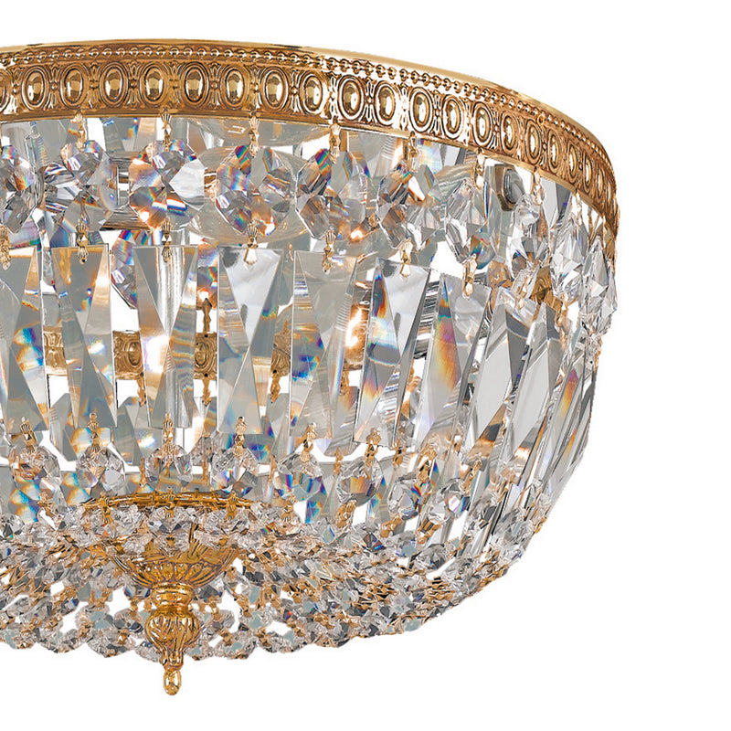 Crystorama 712-OB-CL-MWP Three Light Flush Mount, Olde Brass