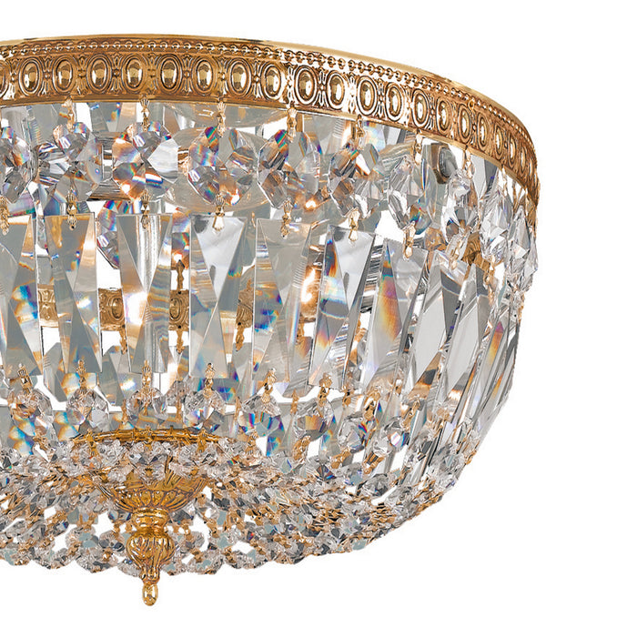Crystorama 712-OB-CL-MWP Three Light Flush Mount, Olde Brass