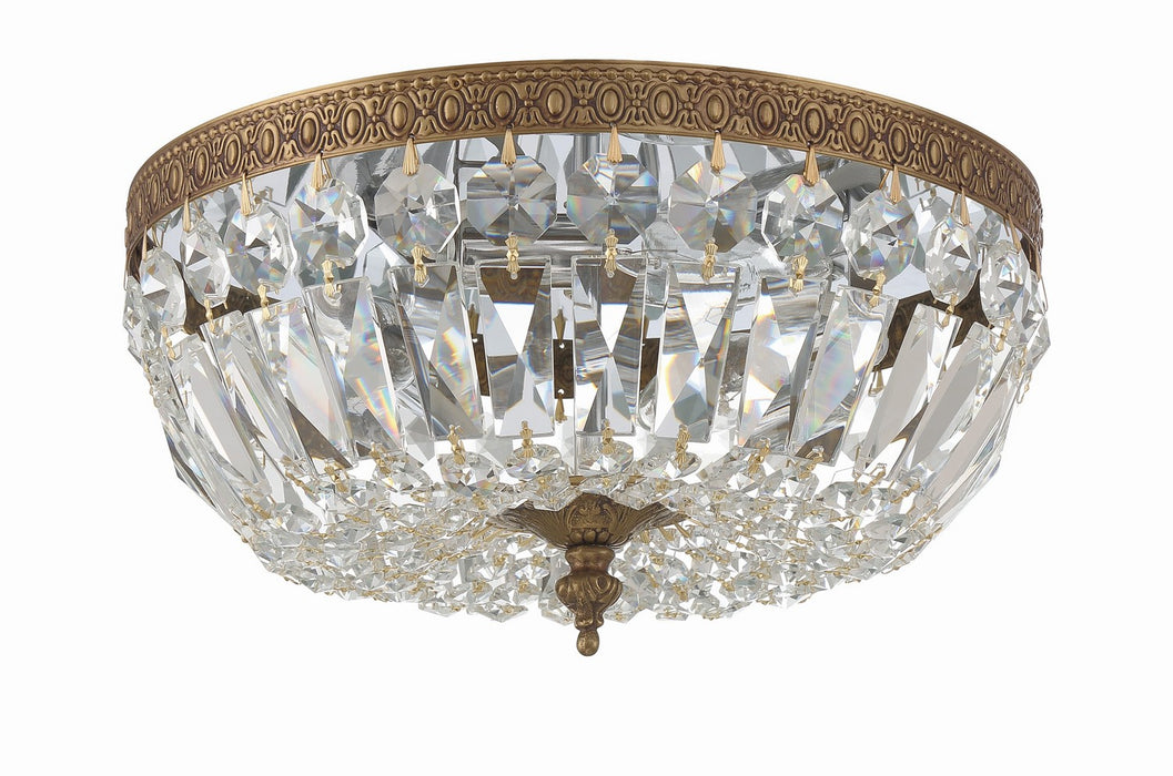Crystorama 712-OB-CL-MWP Three Light Flush Mount, Olde Brass