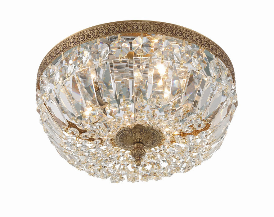 Crystorama 712-OB-CL-MWP Three Light Flush Mount, Olde Brass