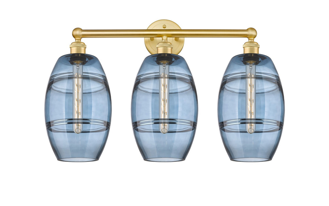 Innovations 616-3W-SG-G557-8BL Three Light Bath Vanity, Satin Gold
