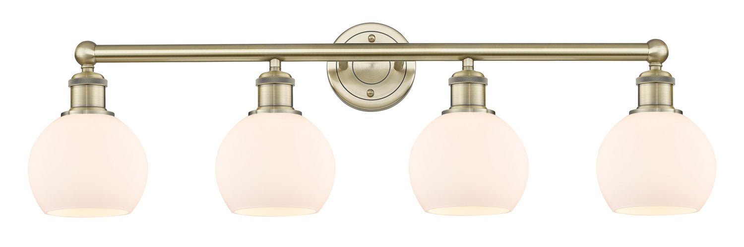 Innovations 616-4W-AB-G121-6 Four Light Bath Vanity, Antique Brass