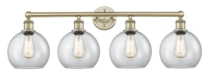 Innovations 616-4W-AB-G122-8 Four Light Bath Vanity, Antique Brass