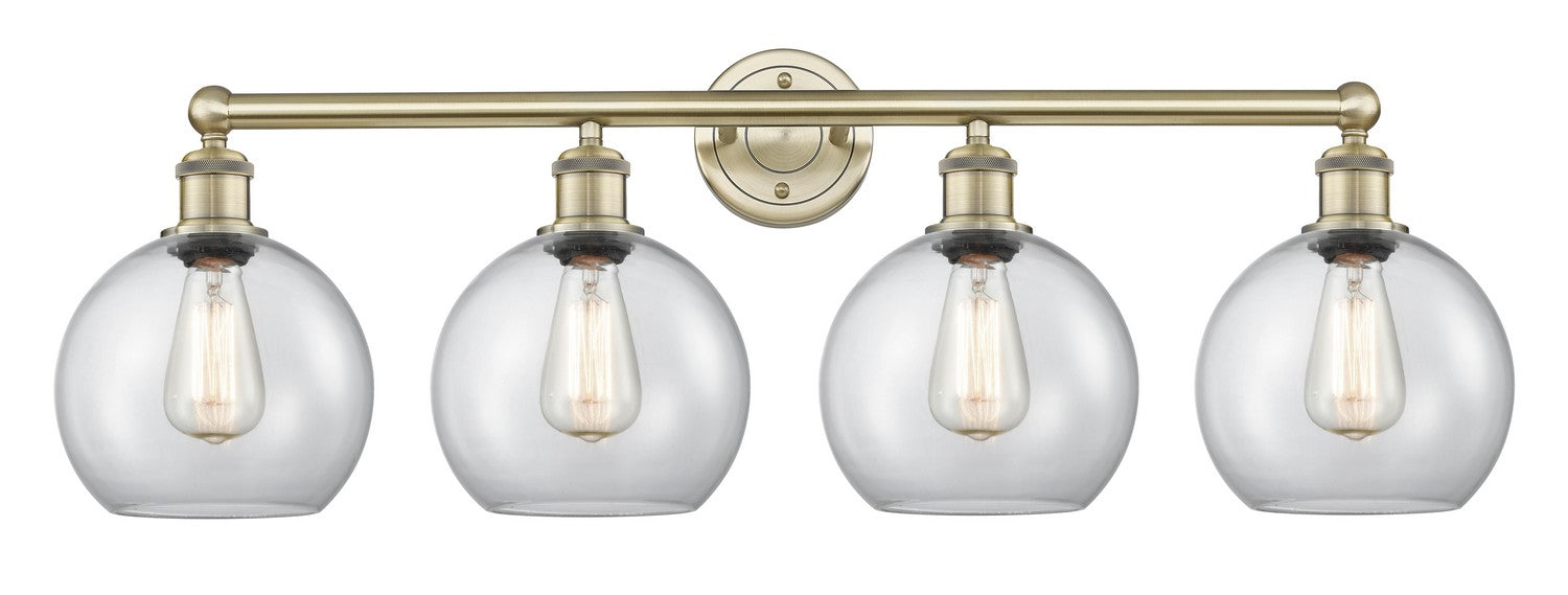 Innovations 616-4W-AB-G122-8 Four Light Bath Vanity, Antique Brass