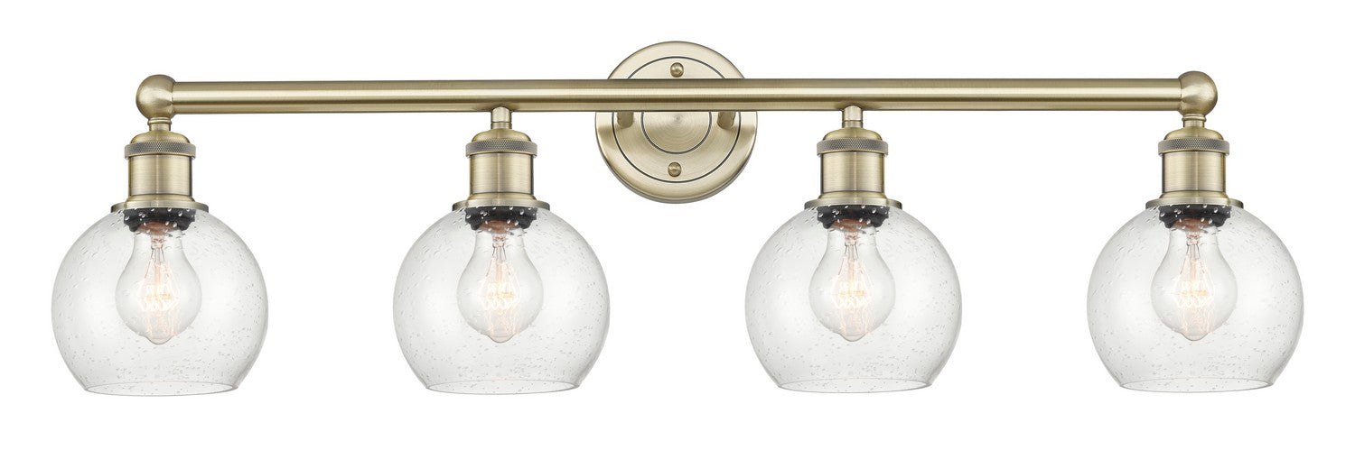 Innovations 616-4W-AB-G124-6 Four Light Bath Vanity, Antique Brass