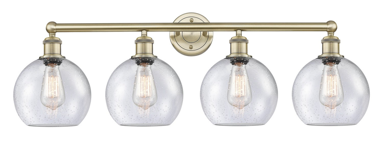 Innovations 616-4W-AB-G124-8 Four Light Bath Vanity, Antique Brass