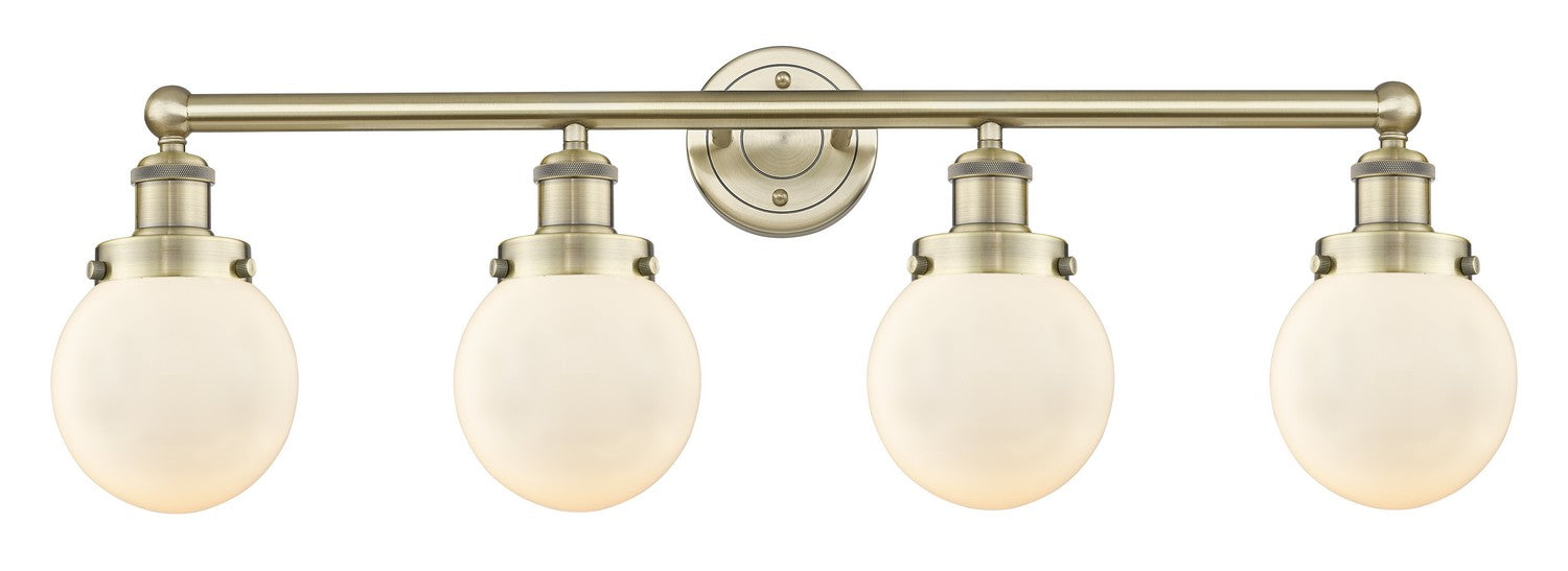 Innovations 616-4W-AB-G201-6 Four Light Bath Vanity, Antique Brass