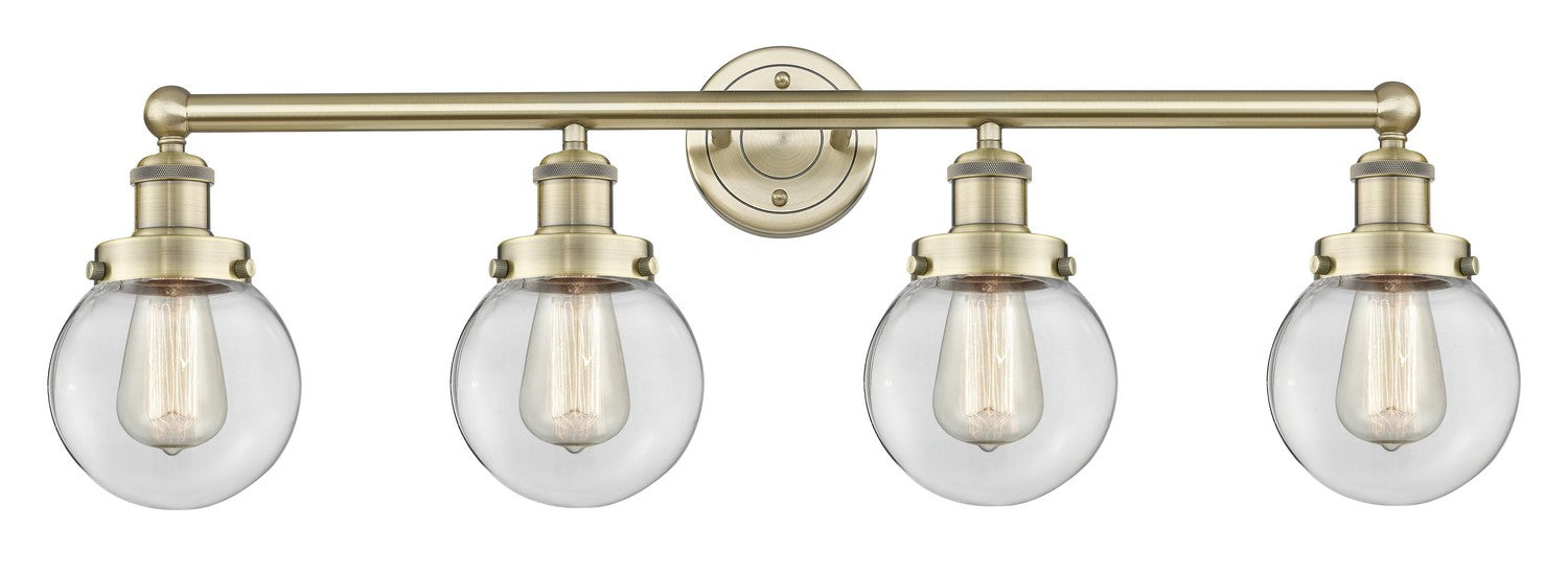 Innovations 616-4W-AB-G202-6 Four Light Bath Vanity, Antique Brass