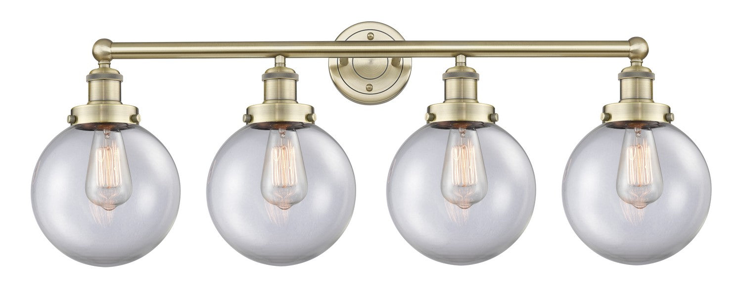 Innovations 616-4W-AB-G202-8 Four Light Bath Vanity, Antique Brass