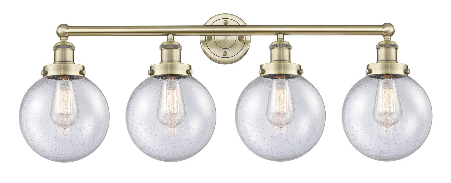 Innovations 616-4W-AB-G204-8 Four Light Bath Vanity, Antique Brass