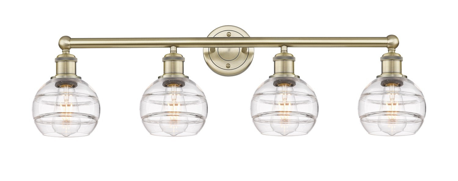Innovations 616-4W-AB-G556-6CL Four Light Bath Vanity, Antique Brass