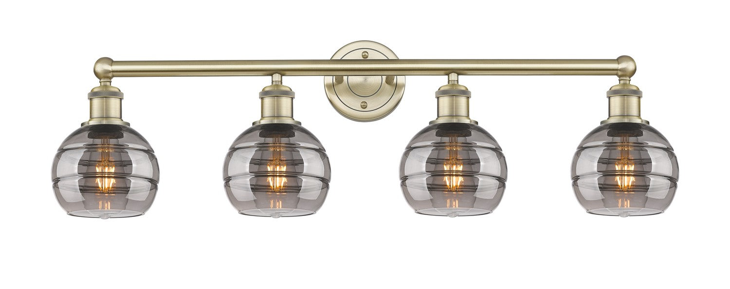 Innovations 616-4W-AB-G556-6SM Four Light Bath Vanity, Antique Brass
