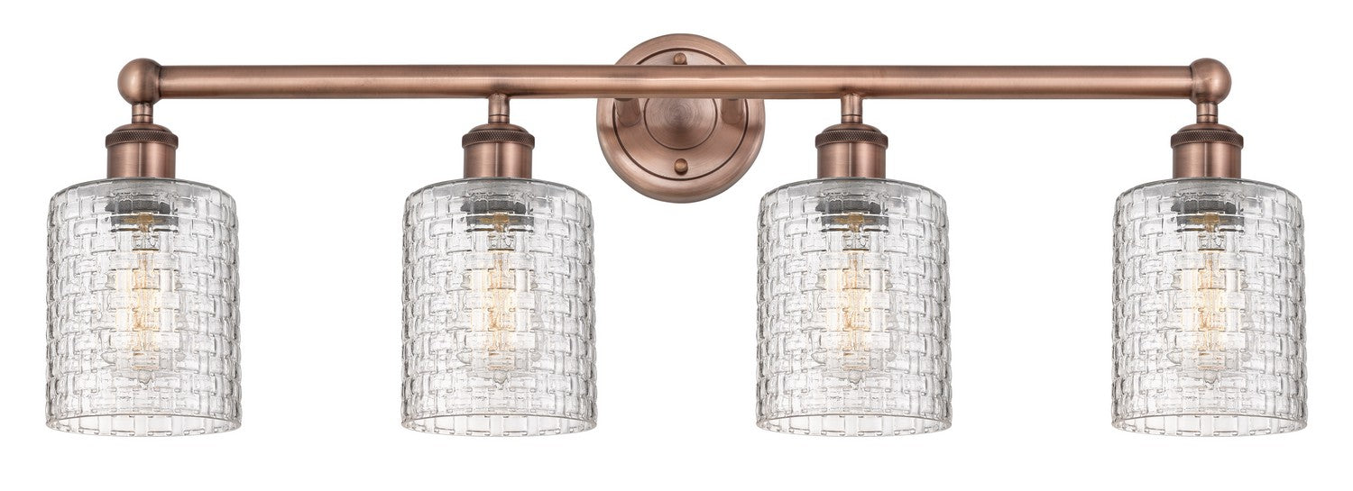 Innovations 616-4W-AC-G112C-5CL Four Light Bath Vanity, Antique Copper