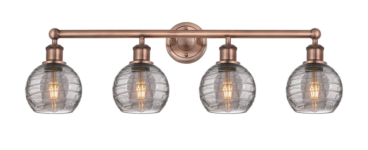 Innovations 616-4W-AC-G1213-6SM Four Light Bath Vanity, Antique Copper