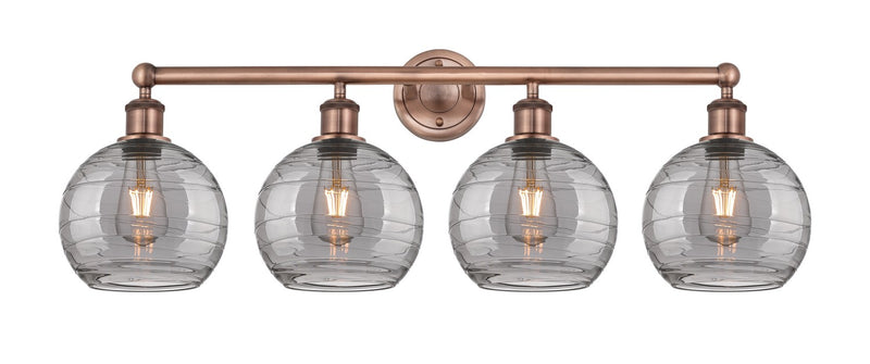Innovations 616-4W-AC-G1213-8SM Four Light Bath Vanity, Antique Copper