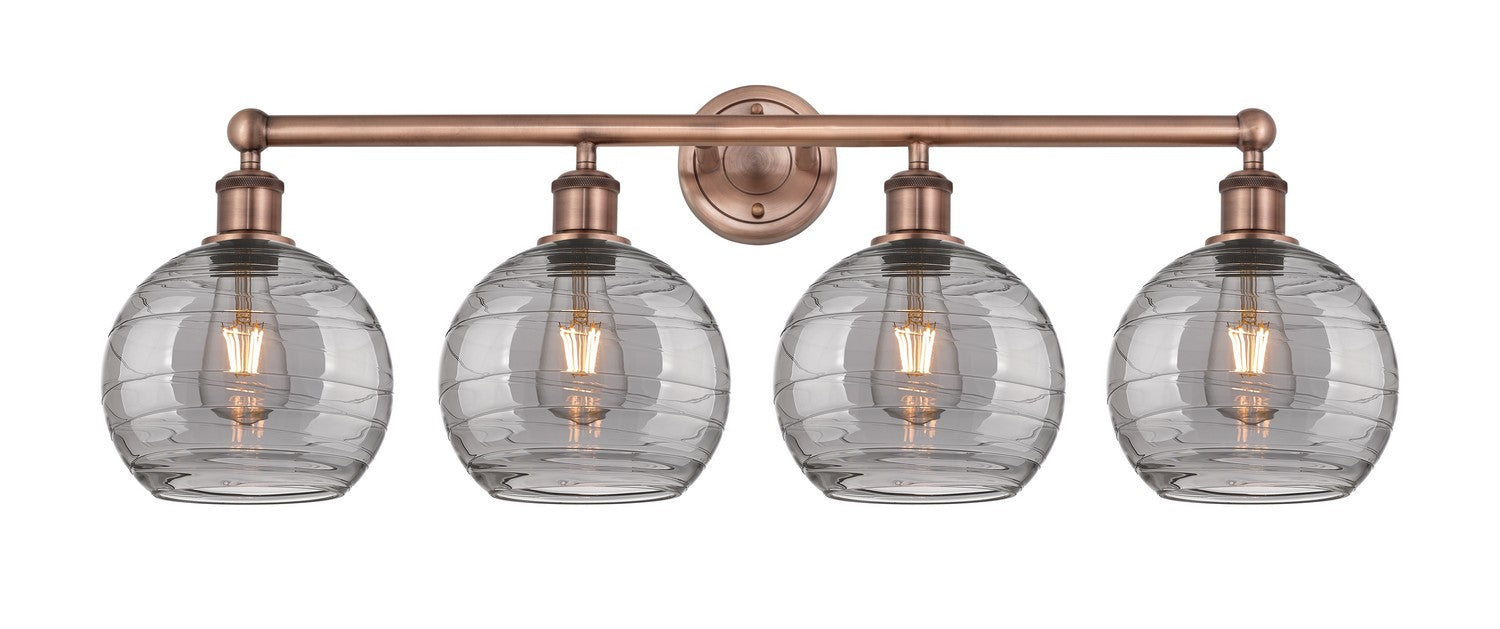 Innovations 616-4W-AC-G1213-8SM Four Light Bath Vanity, Antique Copper