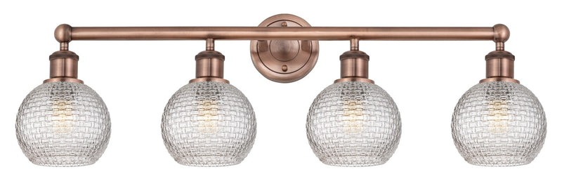 Innovations 616-4W-AC-G122C-6CL Four Light Bath Vanity, Antique Copper