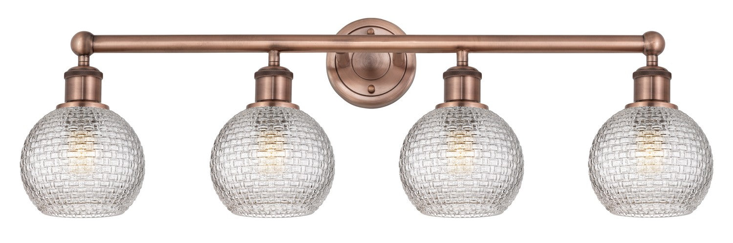 Innovations 616-4W-AC-G122C-6CL Four Light Bath Vanity, Antique Copper