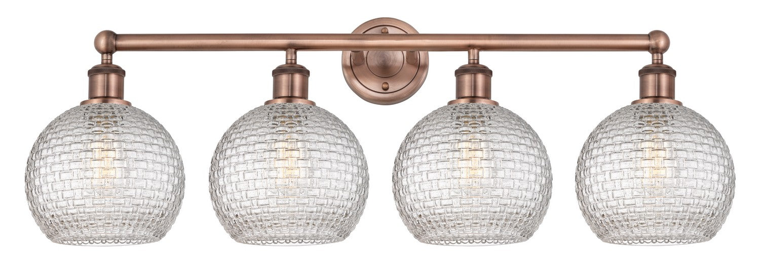 Innovations 616-4W-AC-G122C-8CL Four Light Bath Vanity, Antique Copper