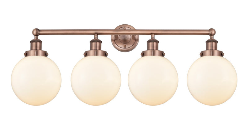Innovations 616-4W-AC-G201-8 Four Light Bath Vanity, Antique Copper