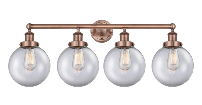 Innovations 616-4W-AC-G202-8 Four Light Bath Vanity, Antique Copper