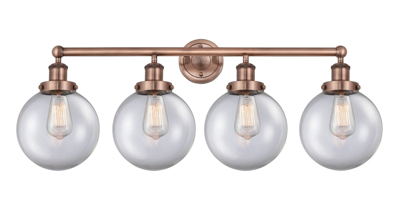 Innovations 616-4W-AC-G202-8 Four Light Bath Vanity, Antique Copper