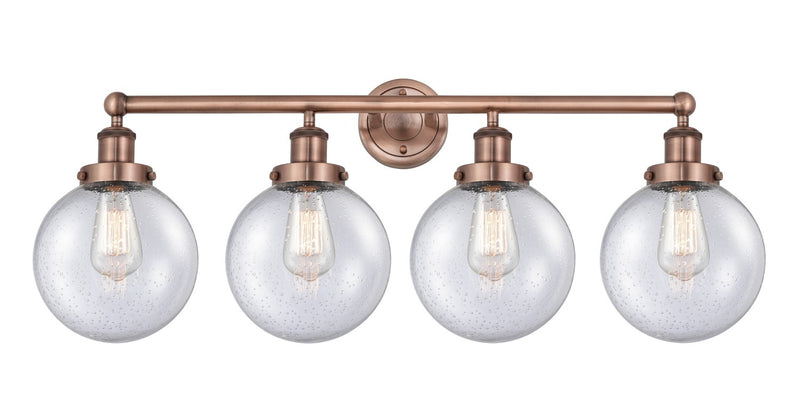 Innovations 616-4W-AC-G204-8 Four Light Bath Vanity, Antique Copper