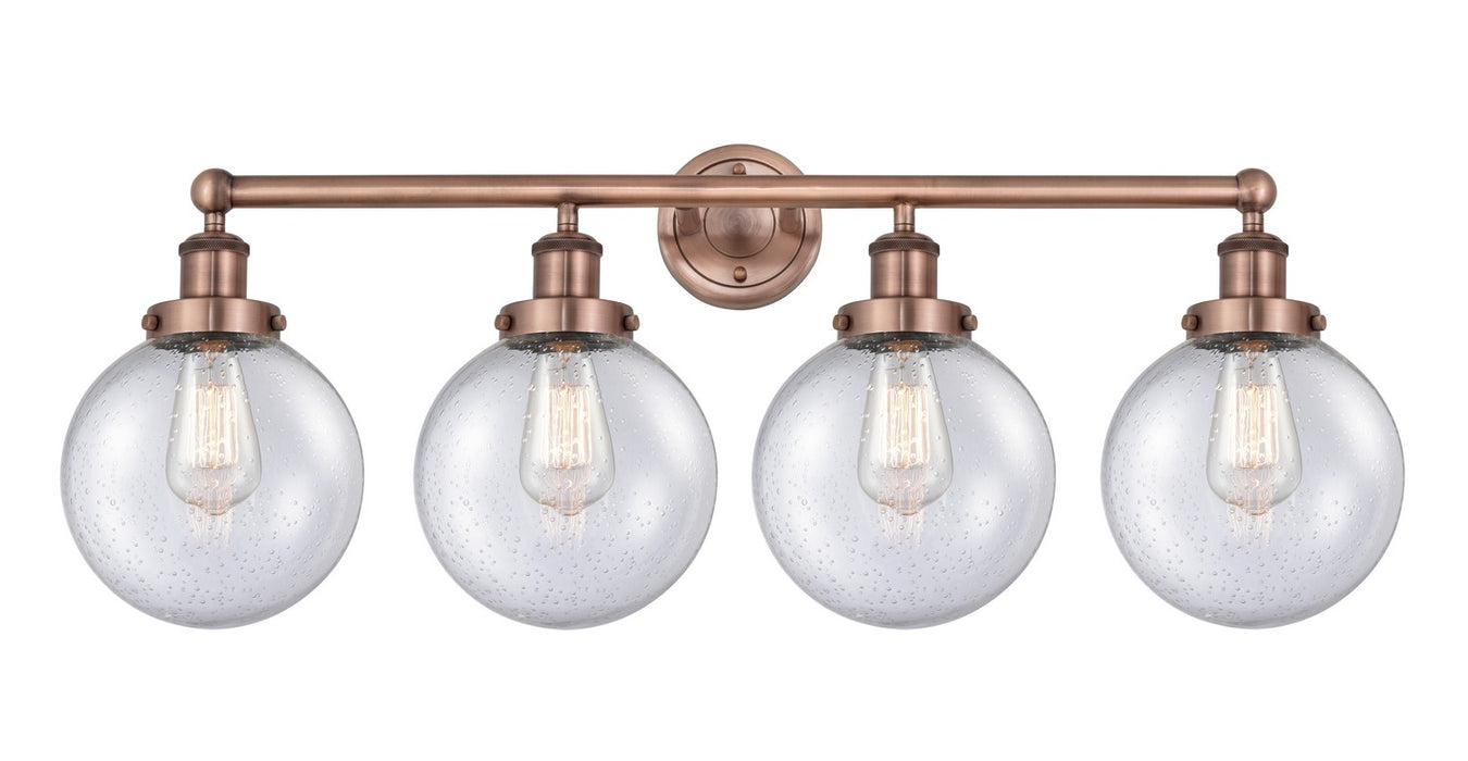 Innovations 616-4W-AC-G204-8 Four Light Bath Vanity, Antique Copper
