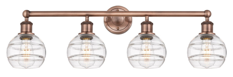Innovations 616-4W-AC-G556-6CL Four Light Bath Vanity, Antique Copper