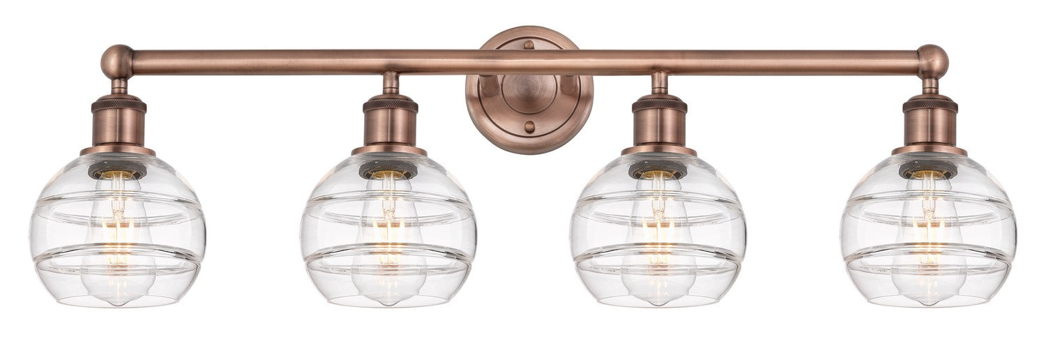 Innovations 616-4W-AC-G556-6CL Four Light Bath Vanity, Antique Copper