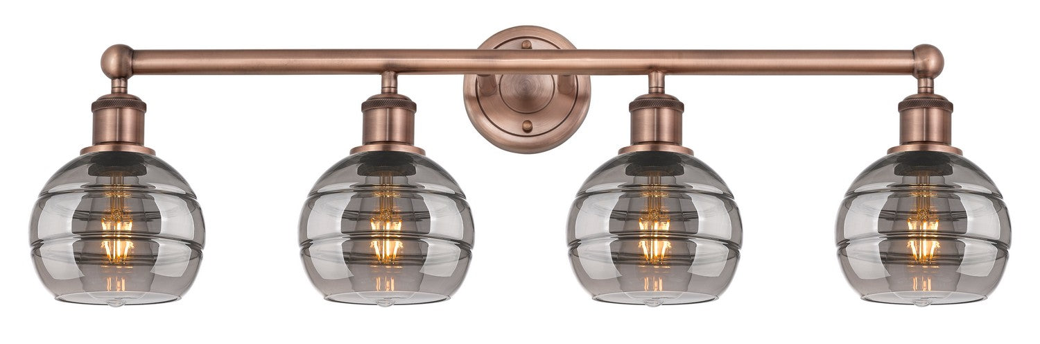 Innovations 616-4W-AC-G556-6SM Four Light Bath Vanity, Antique Copper