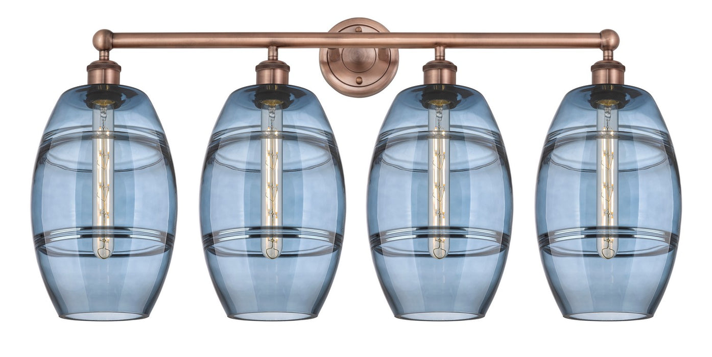Innovations 616-4W-AC-G557-8BL Four Light Bath Vanity, Antique Copper