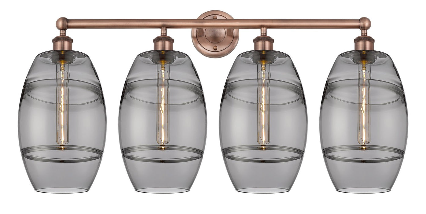 Innovations 616-4W-AC-G557-8SM Four Light Bath Vanity, Antique Copper