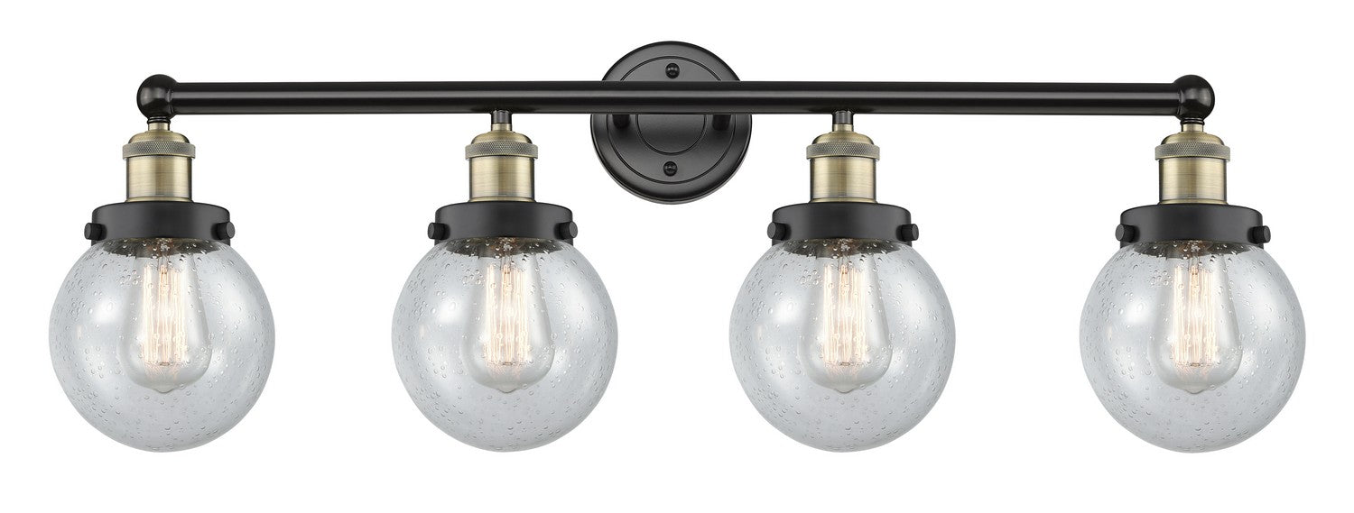 Innovations 616-4W-BAB-G204-6 Four Light Bath Vanity, Black Antique Brass