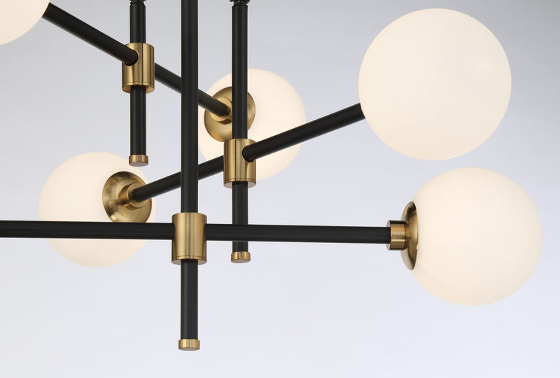 George Kovacs P8156-681 Six Light Flush Mount, Coal And Aged Brass