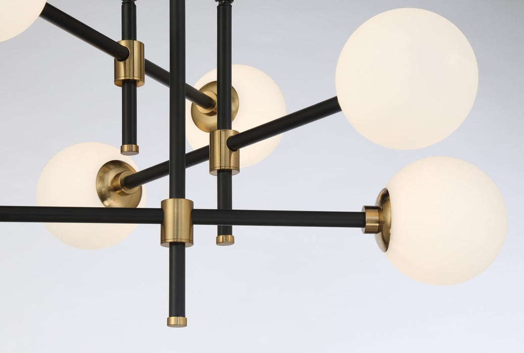 George Kovacs P8156-681 Six Light Flush Mount, Coal And Aged Brass