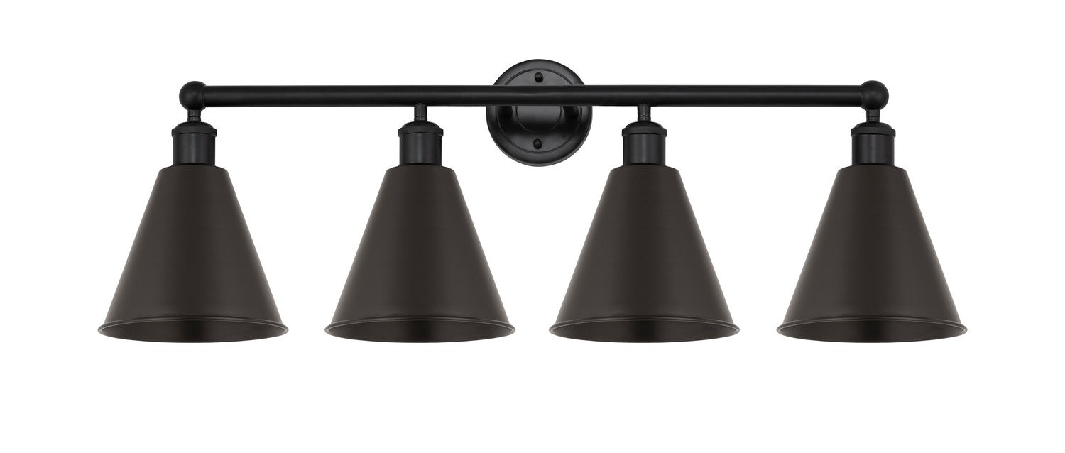 Innovations 616-4W-BK-MBC-8-BK Four Light Bath Vanity, Matte Black