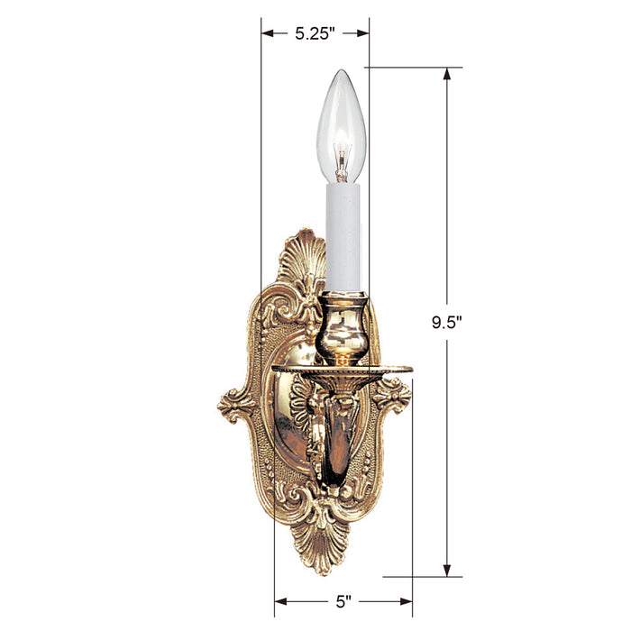 Crystorama 641-PB One Light Wall Sconce, Polished Brass