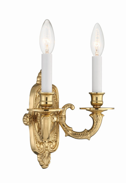 Crystorama 642-PB Two Light Wall Sconce, Polished Brass