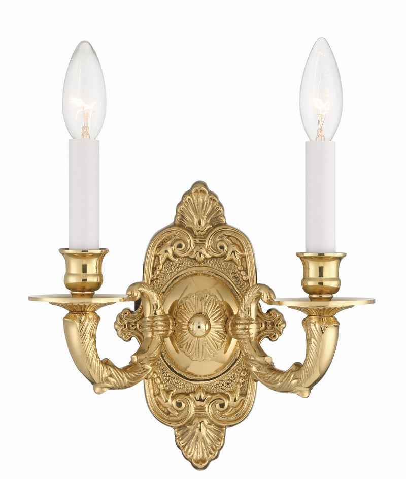 Crystorama 642-PB Two Light Wall Sconce, Polished Brass