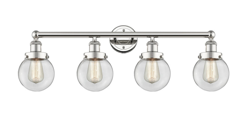Innovations 616-4W-PN-G202-6 Four Light Bath Vanity, Polished Nickel