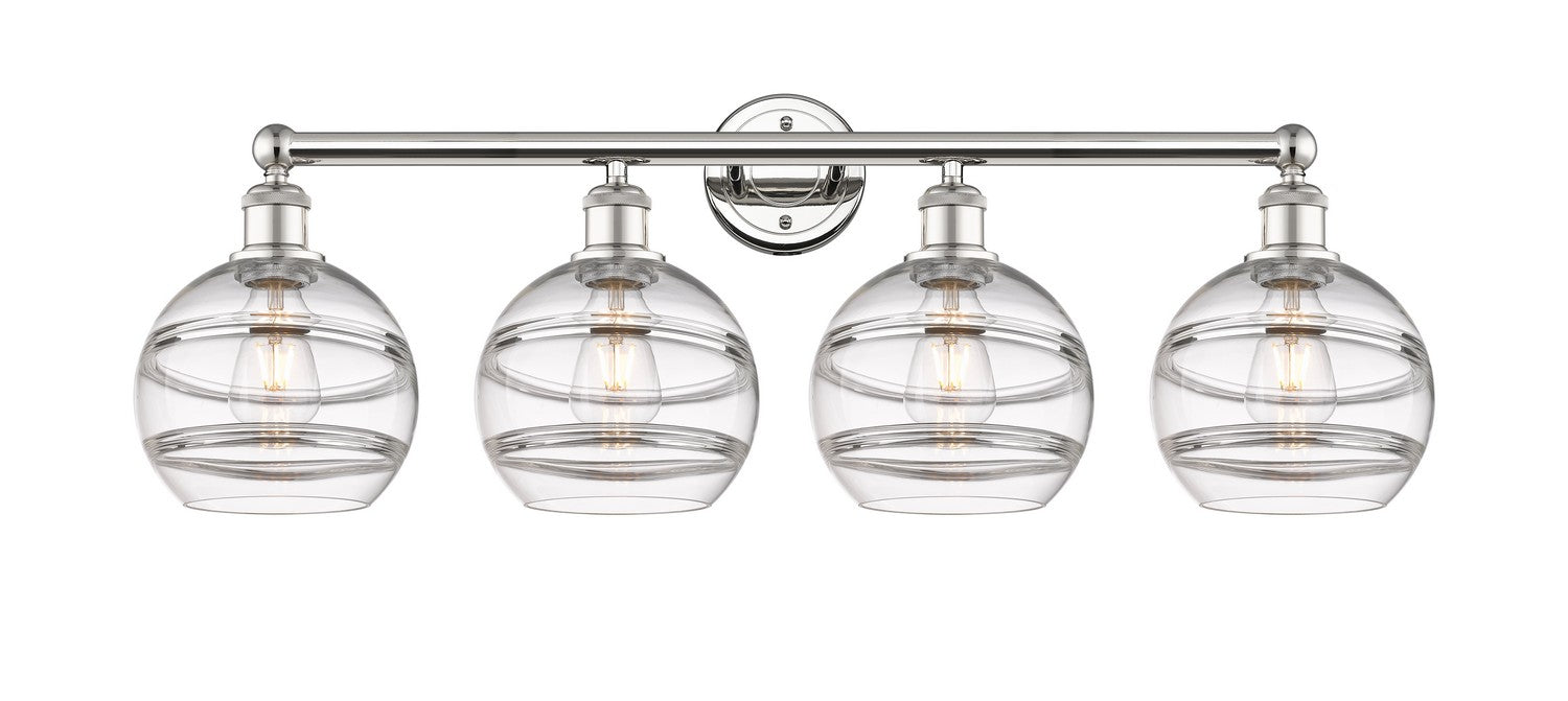 Innovations 616-4W-PN-G556-8CL Four Light Bath Vanity, Polished Nickel