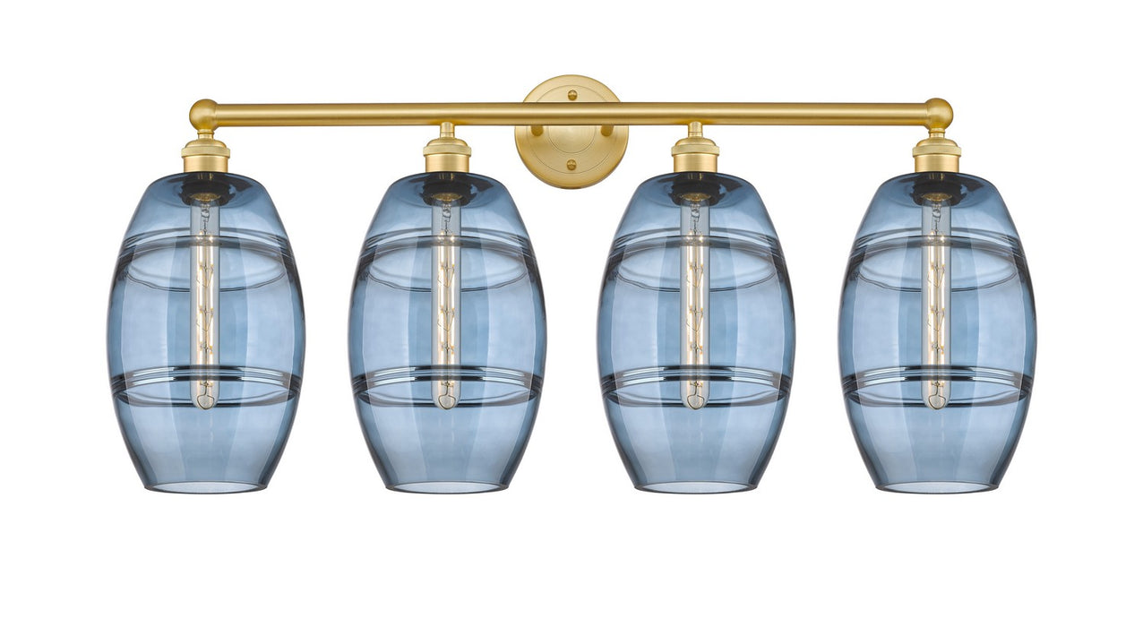 Innovations 616-4W-SG-G557-8BL Four Light Bath Vanity, Satin Gold