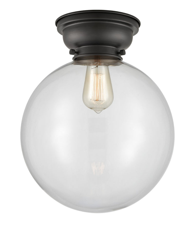 Innovations 623-1F-BK-G202-12 One Light Flush Mount, Matte Black