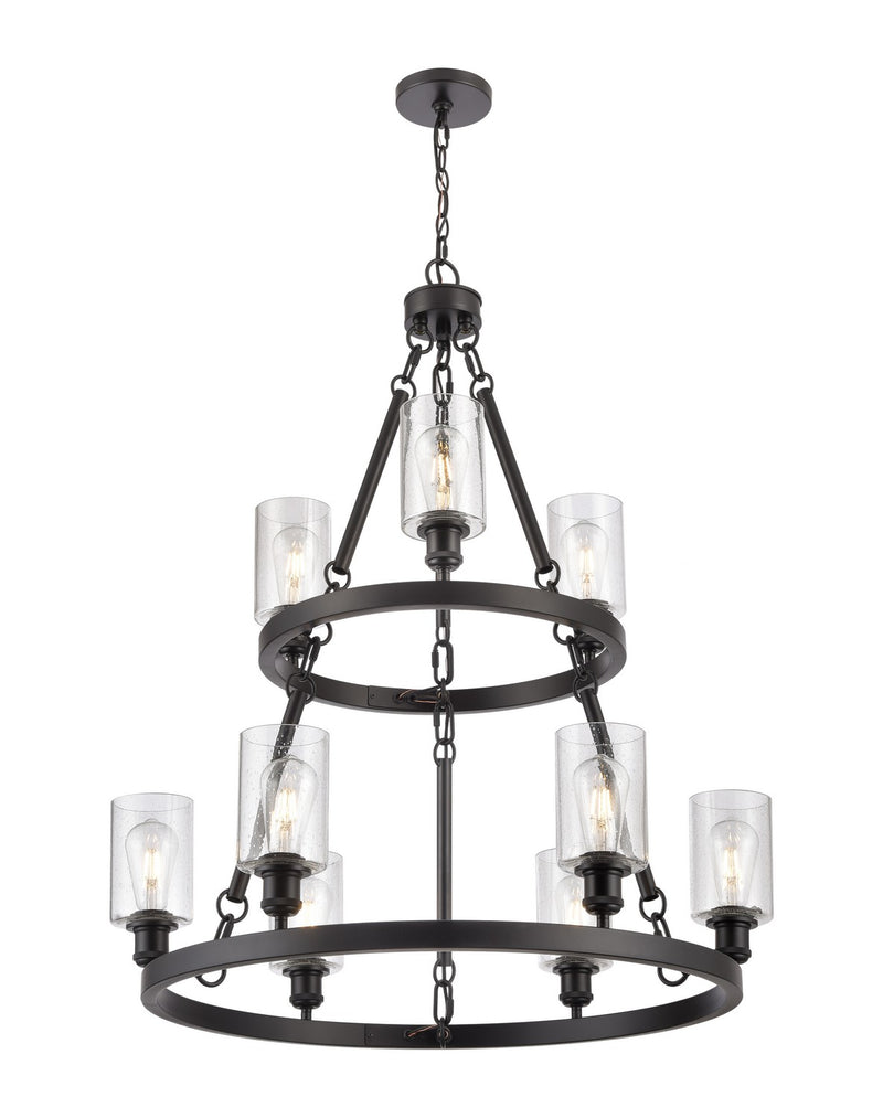 Innovations 8203-BK-G804 Nine Light Chandelier, Matte Black