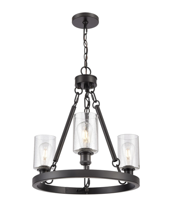 Innovations 820-BK-G804 Three Light Chandelier, Matte Black