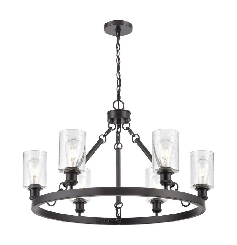 Innovations 830-BK-G804 Six Light Chandelier, Matte Black