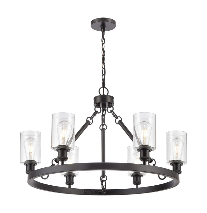 Innovations 830-BK-G804 Six Light Chandelier, Matte Black