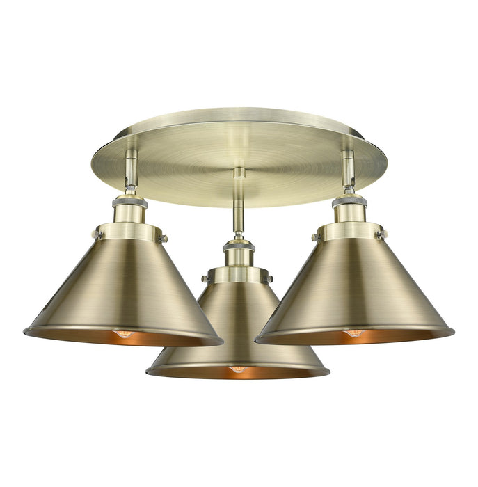 Innovations 916-3C-AB-M10-AB Three Light Flush Mount, Antique Brass