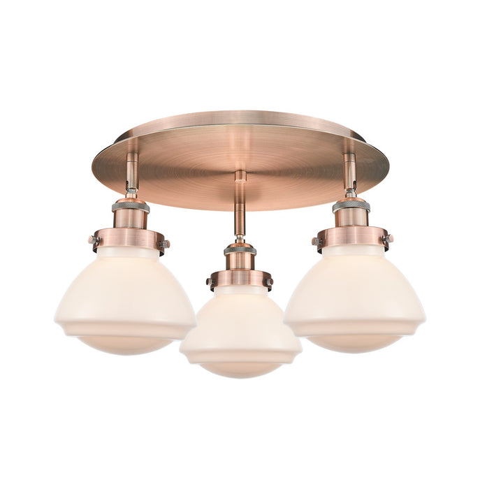 Innovations 916-3C-AC-G321 Three Light Flush Mount, Antique Copper